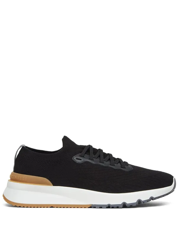 Cotton Knit And Semi-Gloss Calfskin Runners made by Brunello Cucinelli