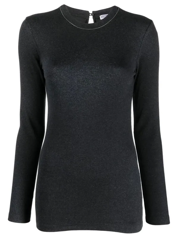 Chain Collar Long-Sleeved Fitted Top made by Brunello Cucinelli