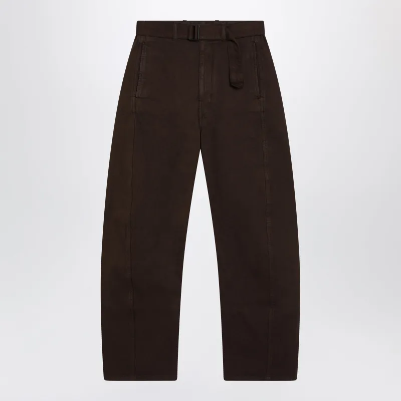 Brown Cotton Trousers With Belt made by Lemaire
