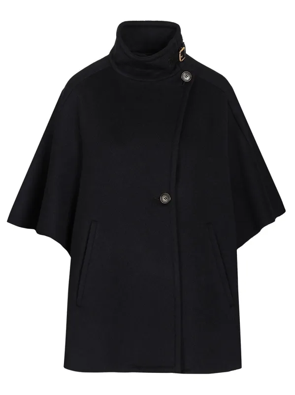 Oversized Cape In Cashmere Drap Jackets Blue made by MaxMara