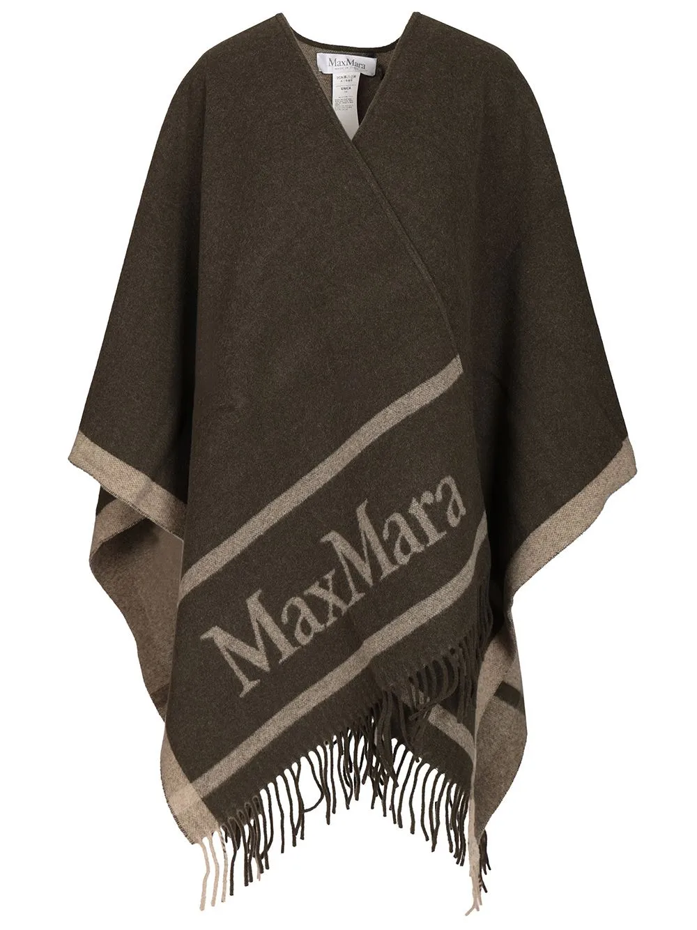 Jacquard Wool Poncho Jackets Green sold by Wanan Luxury
