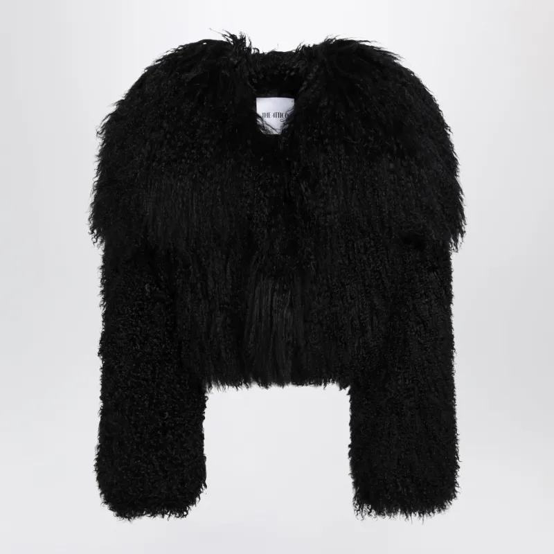 Cropped Bomber Jacket In Black Curly Shearling made by The Attico