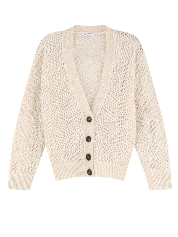 Mohair Blend Cardigan With Iconic Dazzling Motif made by Brunello Cucinelli