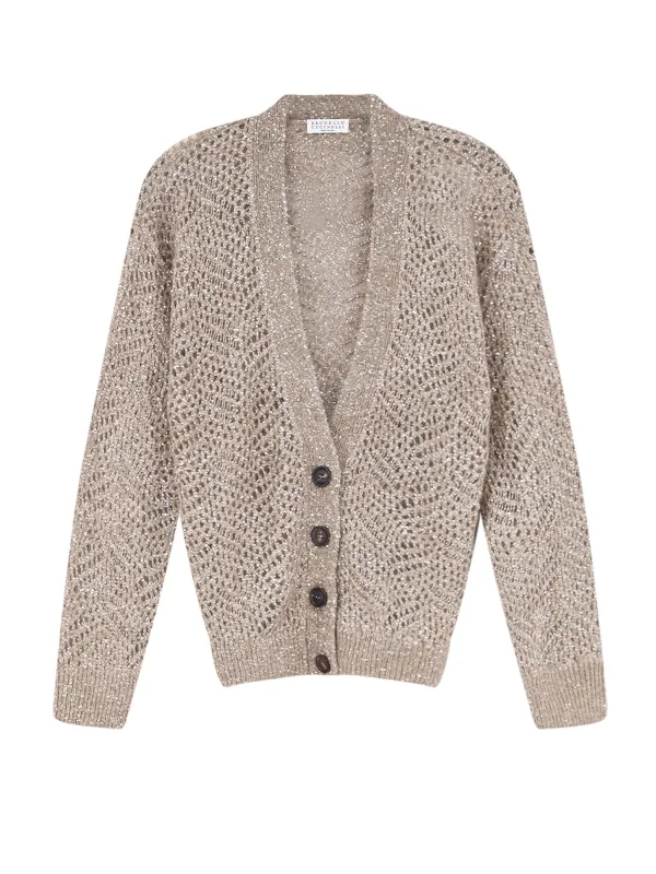 Mohair Blend Cardigan With Iconic Dazzling Motif made by Brunello Cucinelli
