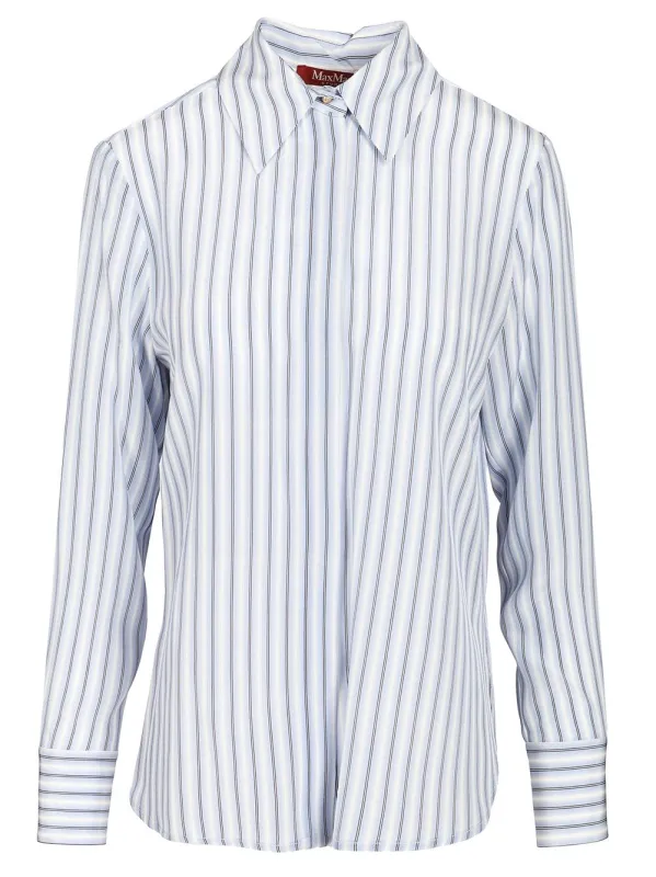 Printed Silk Shirt Shirts Light Blue made by MaxMara