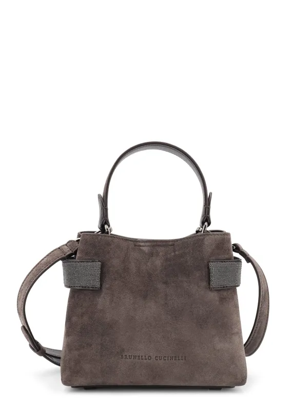Suede Crossbody Bag With Monili Detail made by Brunello Cucinelli