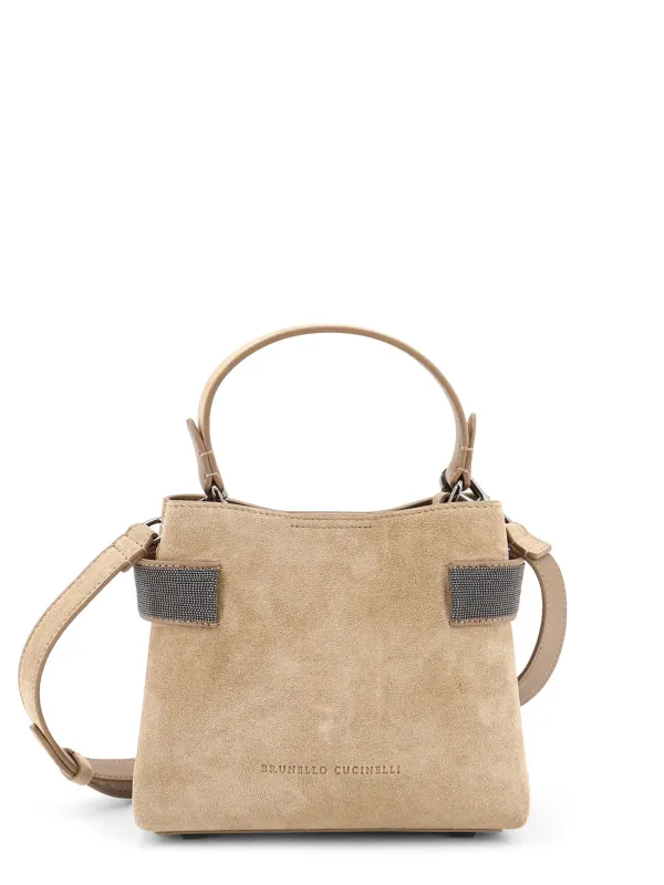 Suede Shoulder Bag With Monili Detail made by Brunello Cucinelli