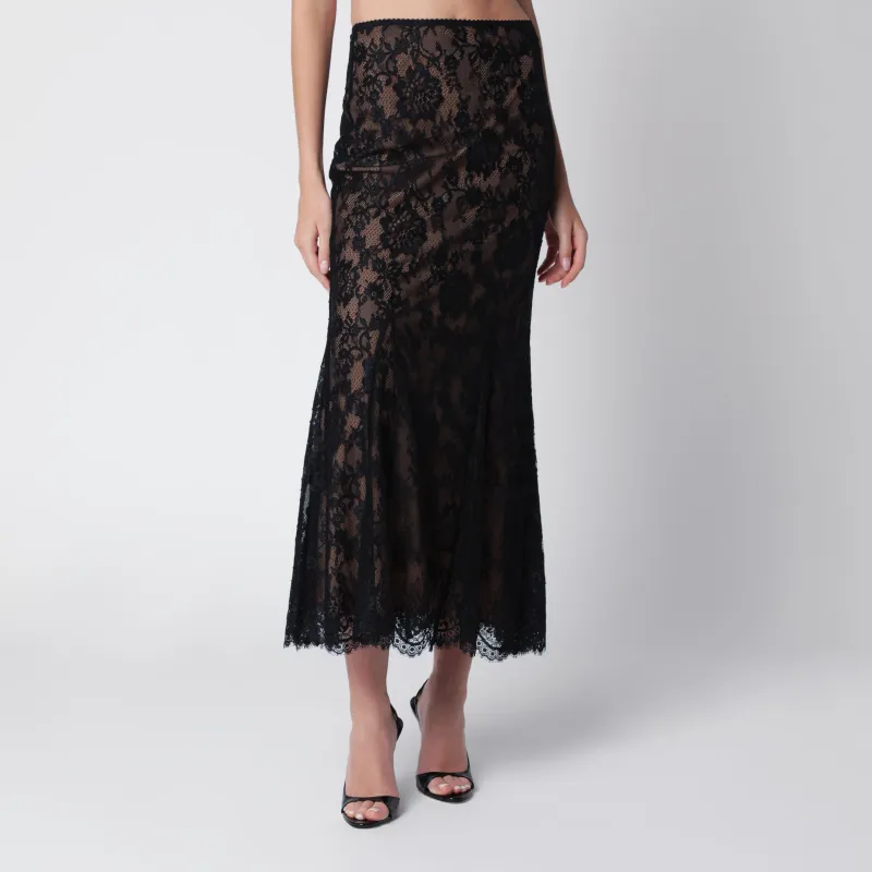 Lace Midi Skirt In Black made by Self-Portrait