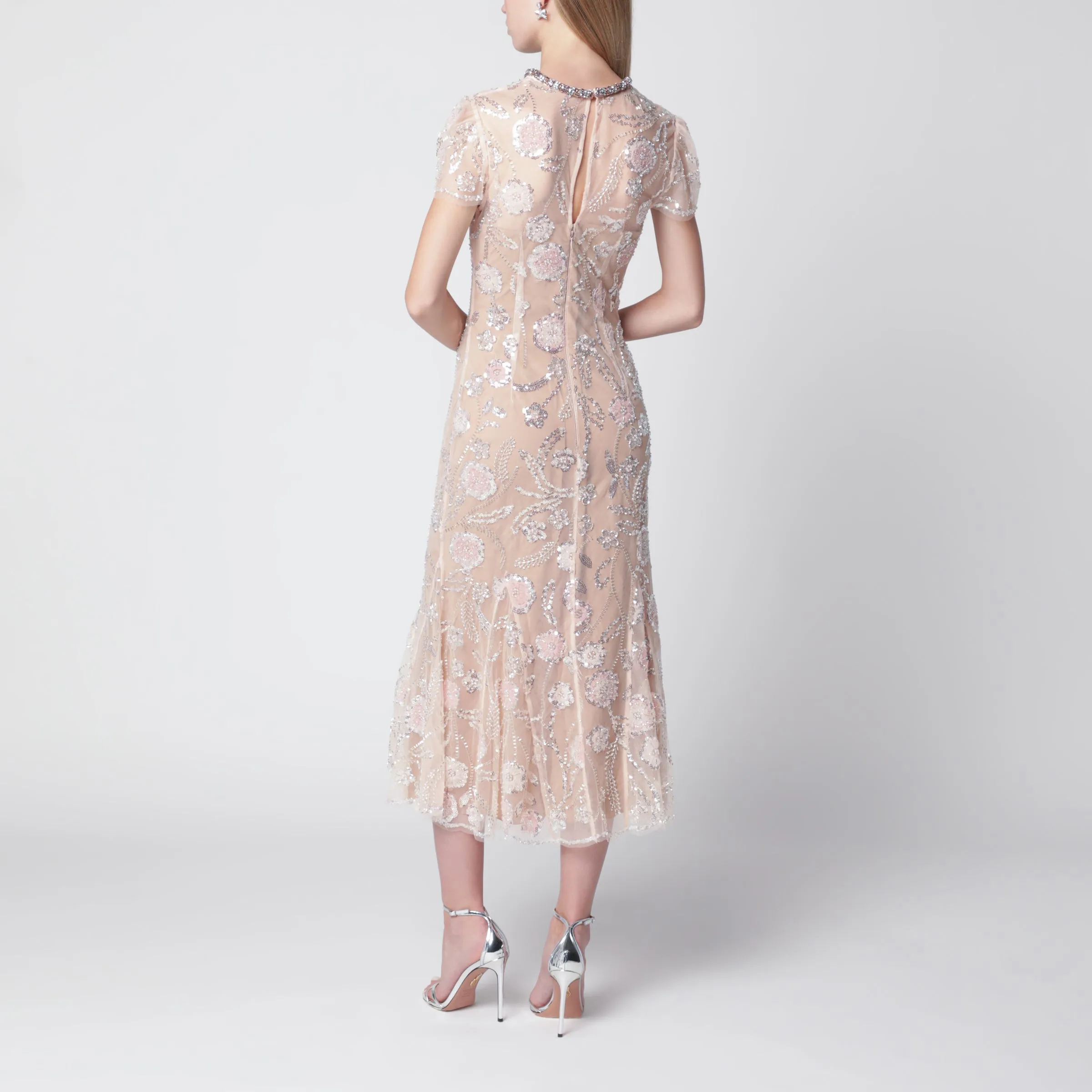 Floral Sequin Midi Dress In Pink Polyester sold by Wanan Luxury product image thumbnail 3