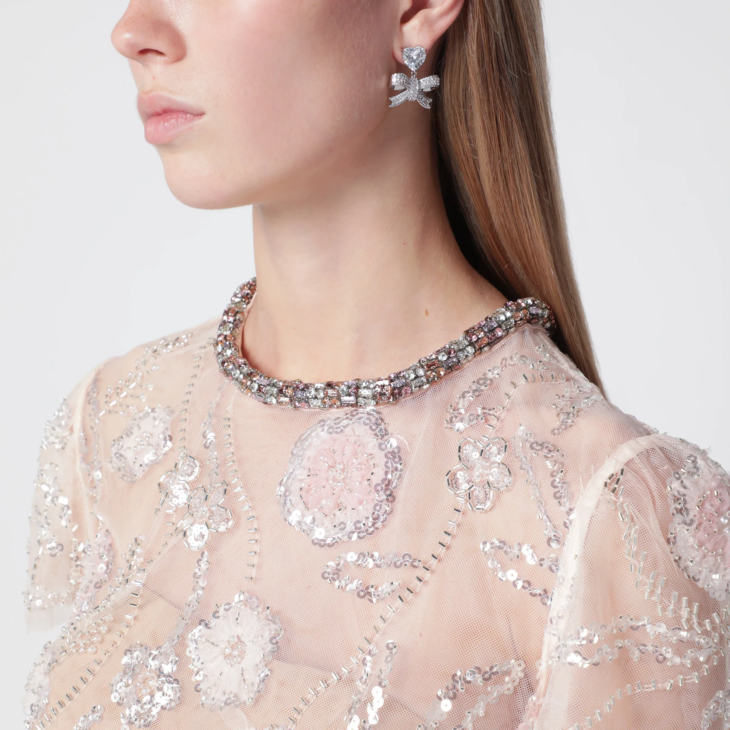Floral Sequin Midi Dress In Pink Polyester sold by Wanan Luxury product image thumbnail 2
