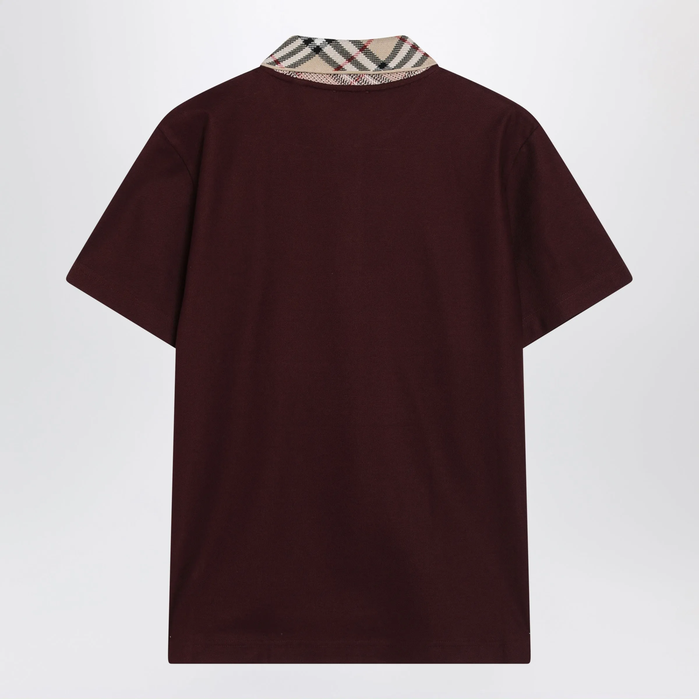 Cotton Polo Shirt With Check Collar In Vineyard Red sold by Wanan Luxury product image thumbnail 2