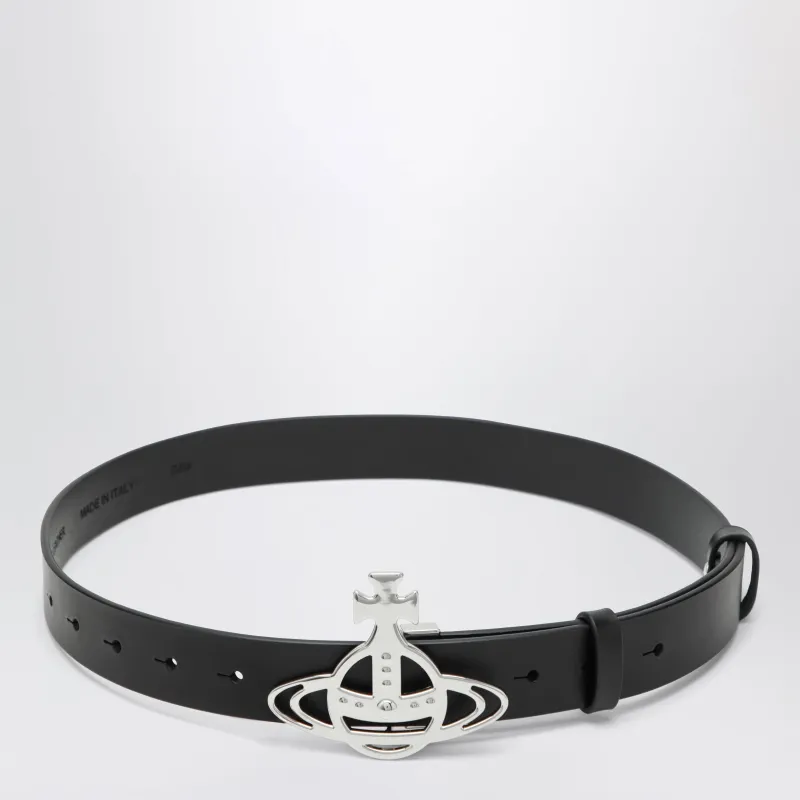 Leather Belt With Orb Buckle In Black made by Vivienne Westwood