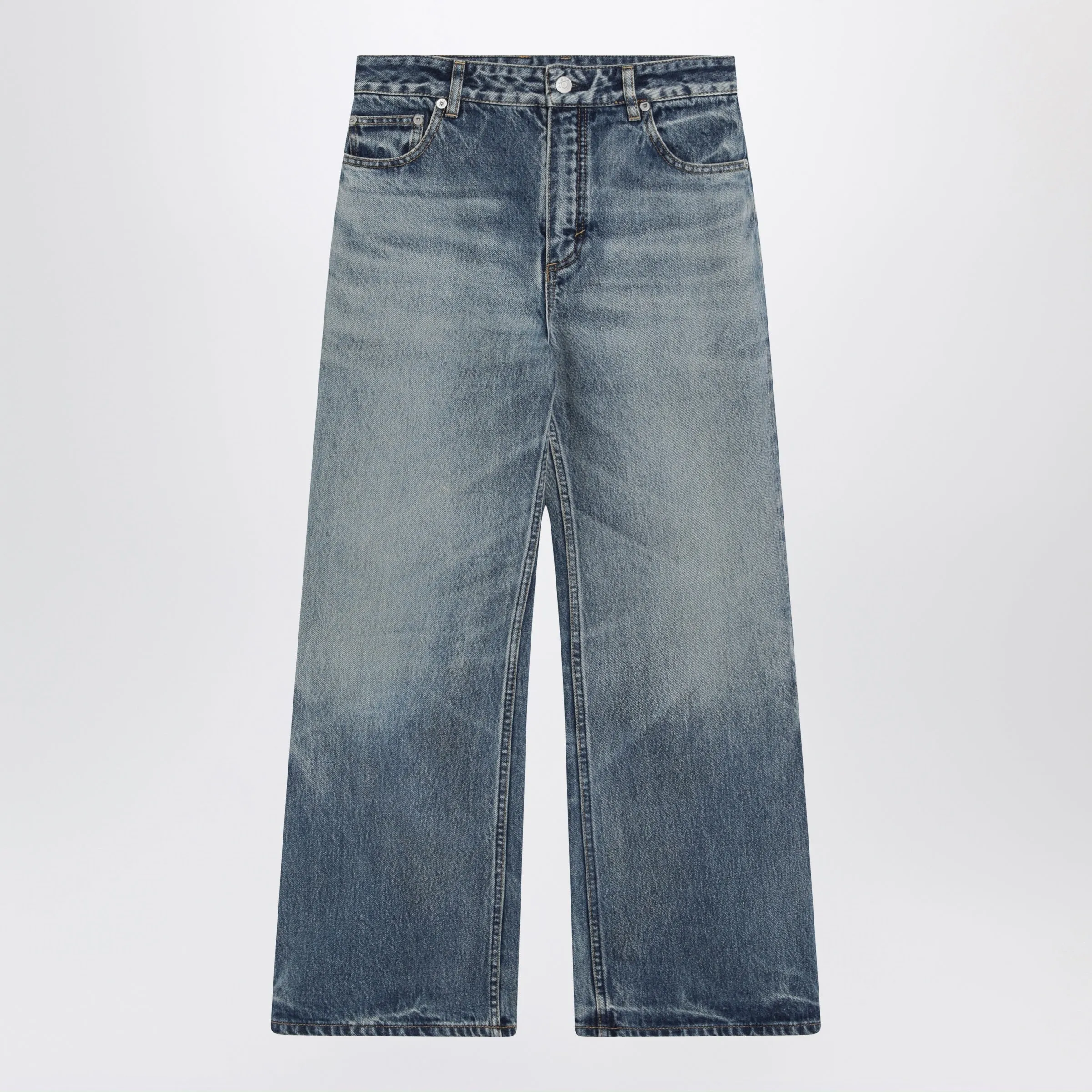Flared Ankle-Length Denim Jeans In Light Sand Wash sold by Wanan Luxury