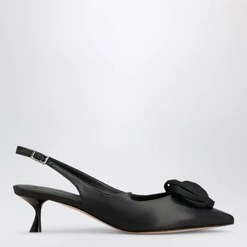 Rose Vivier Slingback Pumps In Black Leather made by Roger Vivier