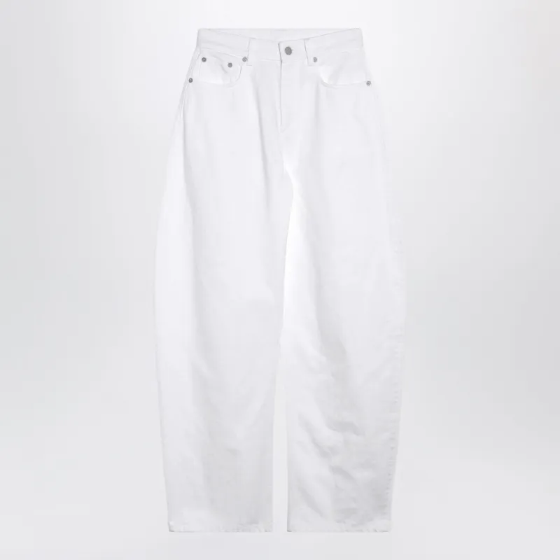 High-Waisted Curved-Leg White Denim Jeans made by Alaia