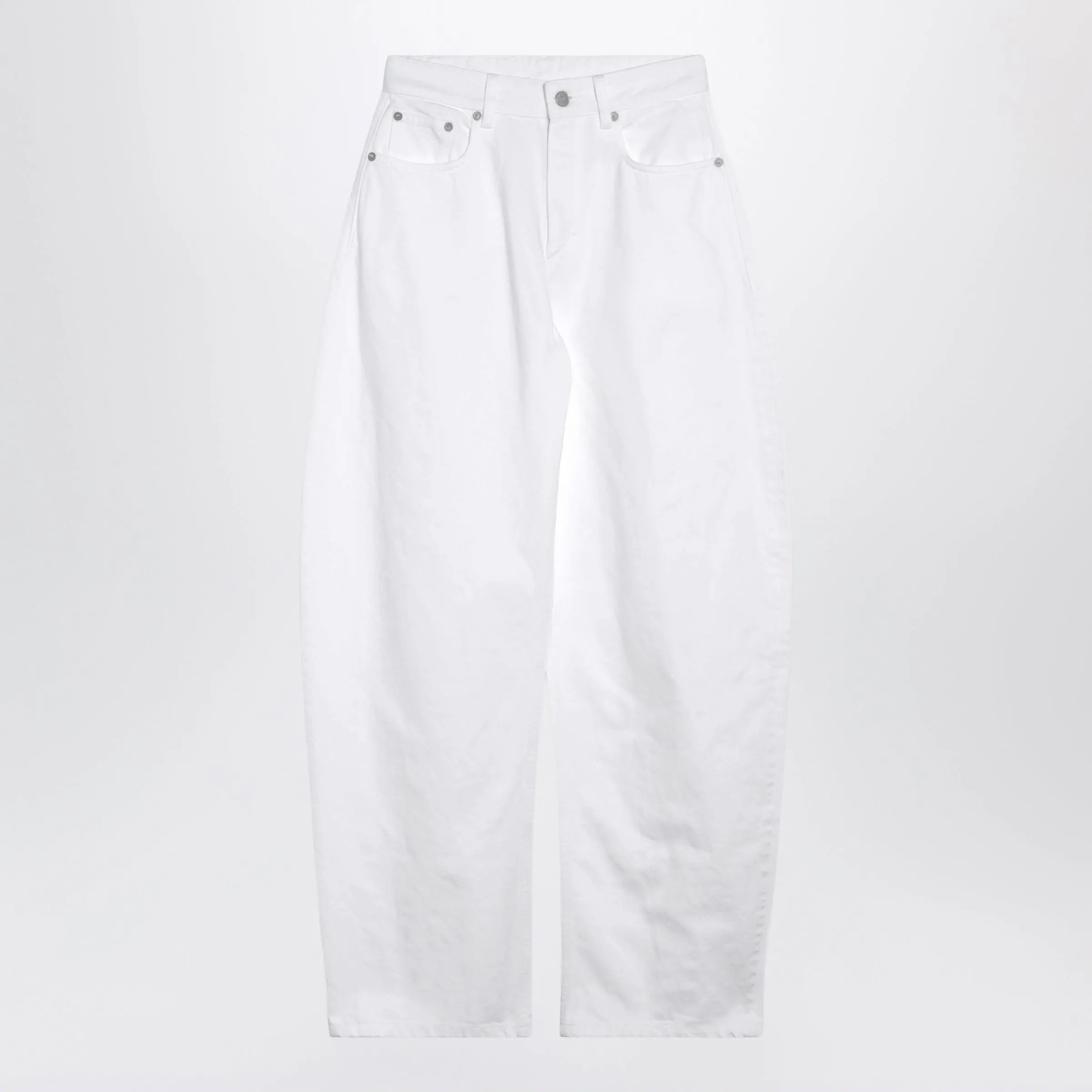 High-Waisted Curved-Leg White Denim Jeans sold by Wanan Luxury