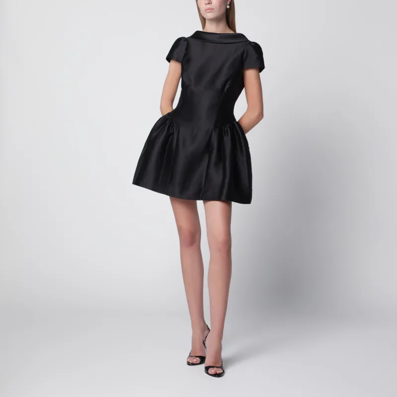 Mini Taffeta Dress With Collar In Black made by Self-Portrait