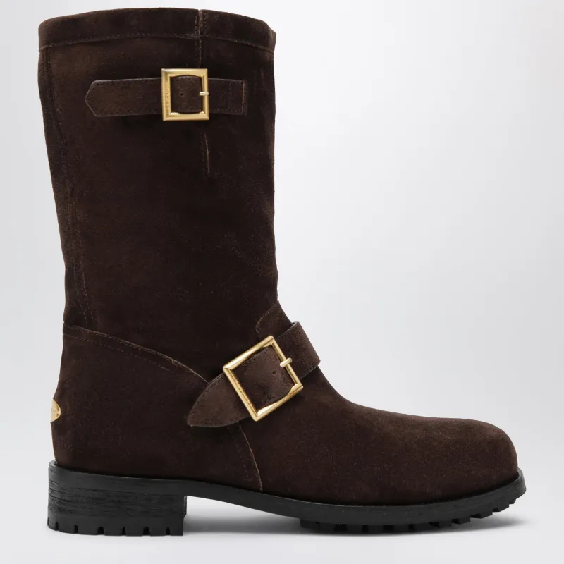 Chocolate Suede Biker Boots made by Jimmy Choo
