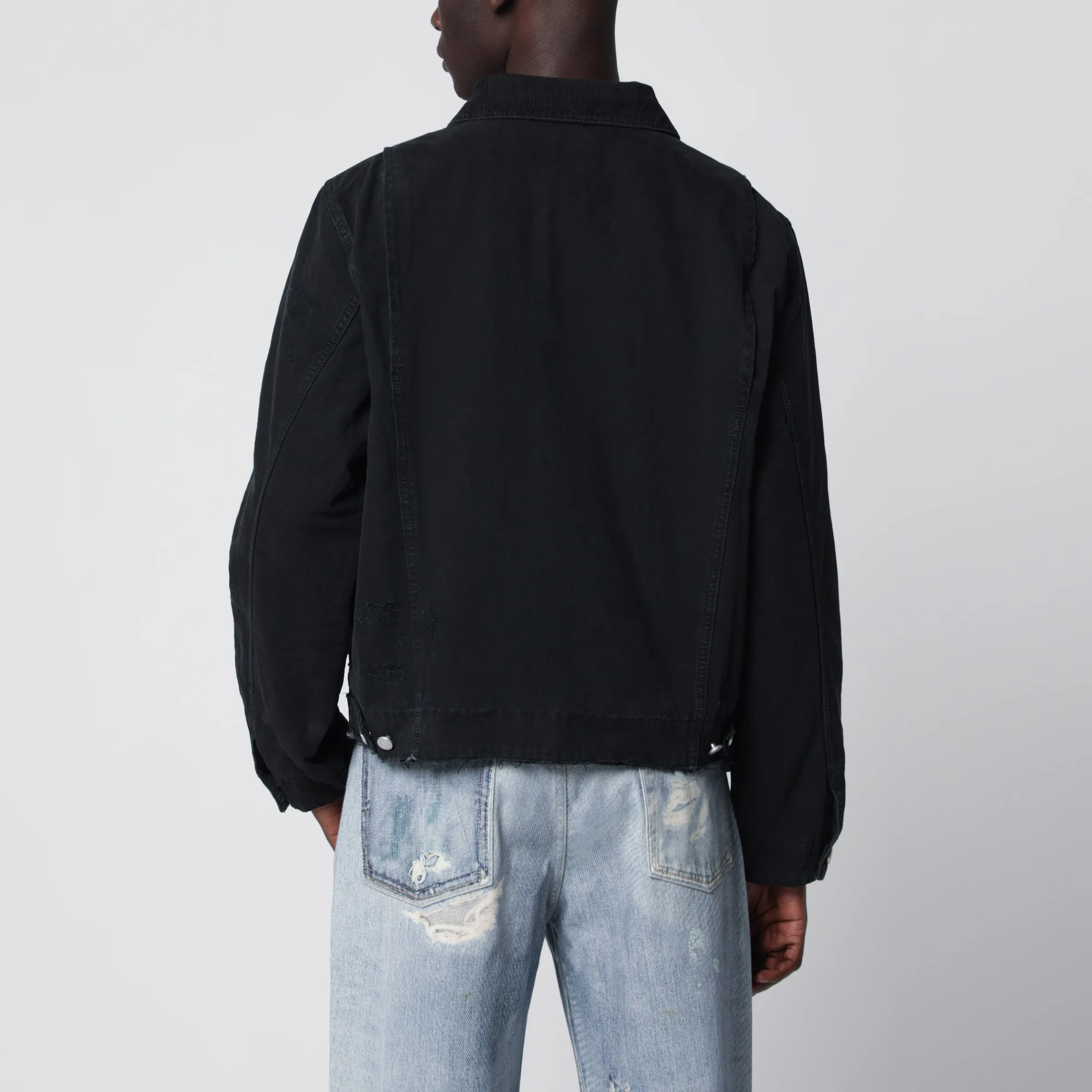 Long-Sleeve Zip-Up Cotton Jacket In Black sold by Wanan Luxury product image thumbnail 3