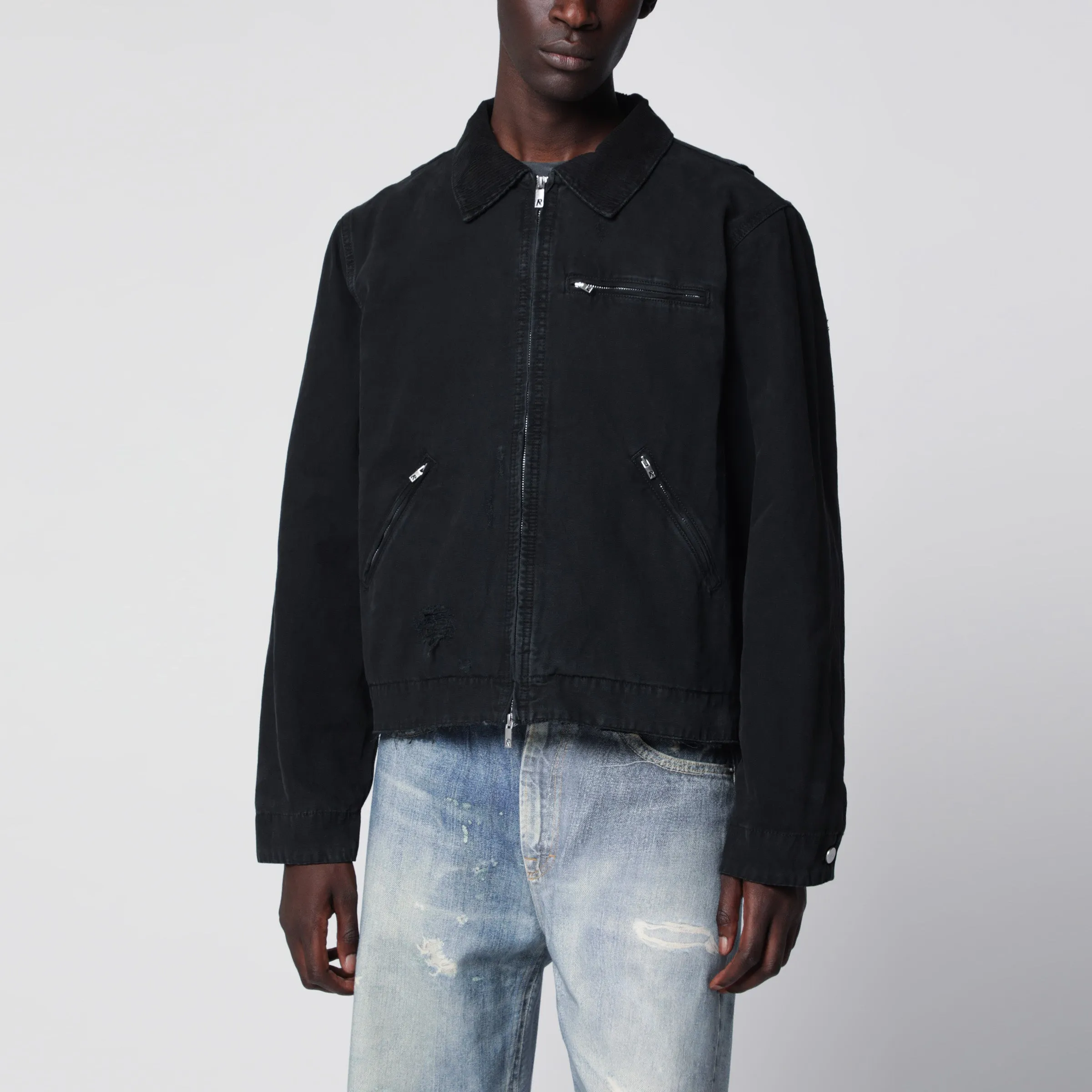 Long-Sleeve Zip-Up Cotton Jacket In Black sold by Wanan Luxury