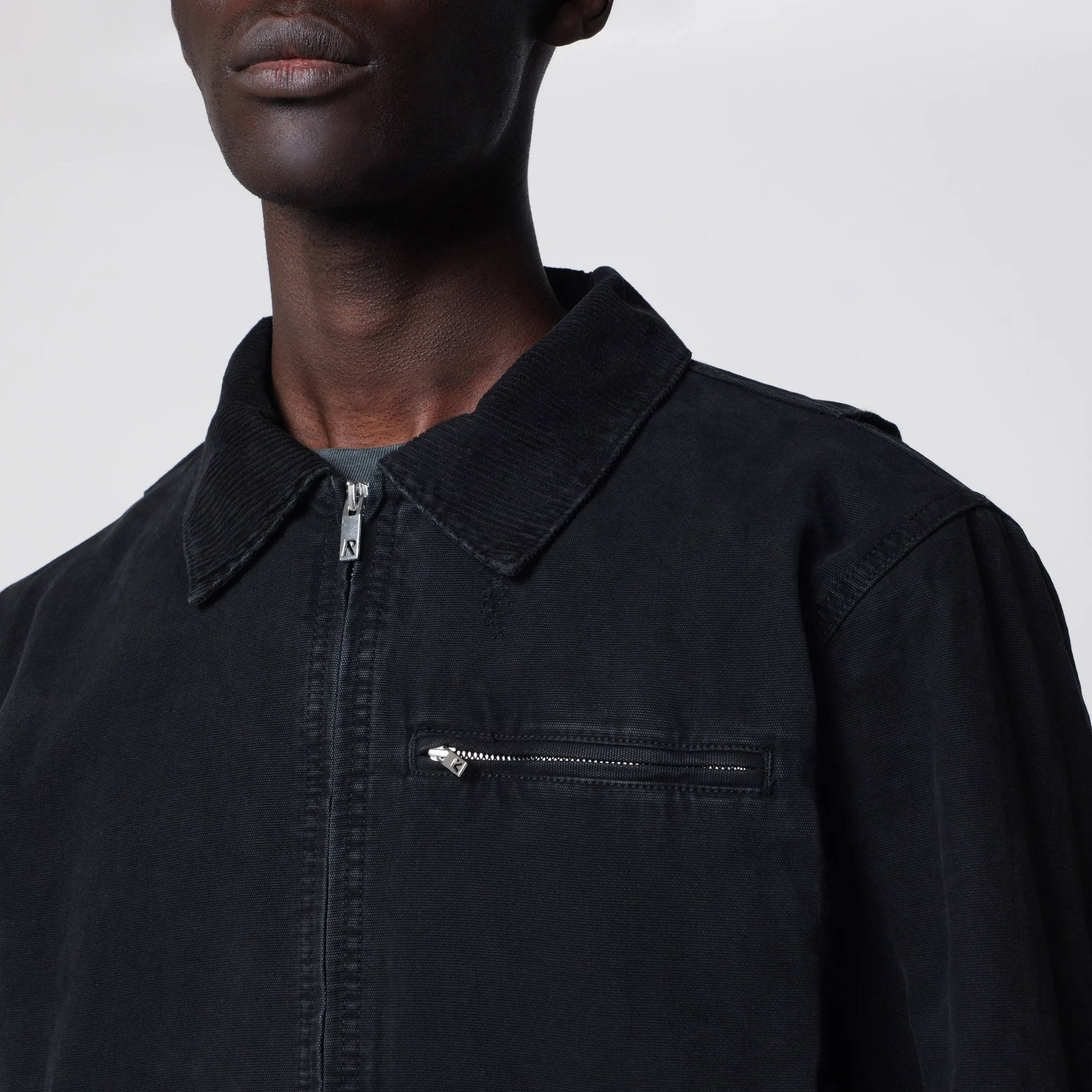 Long-Sleeve Zip-Up Cotton Jacket In Black sold by Wanan Luxury product image thumbnail 2