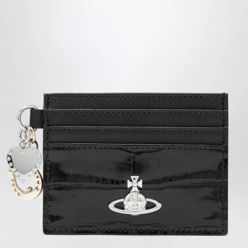 Croc-Embossed Leather Card Holder With Charms, Black made by Vivienne Westwood