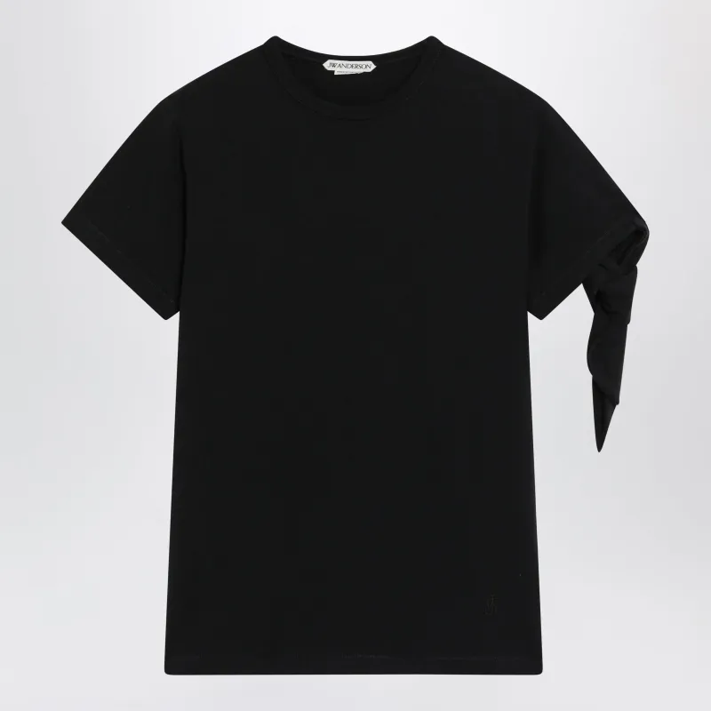 Knotted-Sleeve Jersey T-Shirt In Black Cotton made by J.W. Anderson