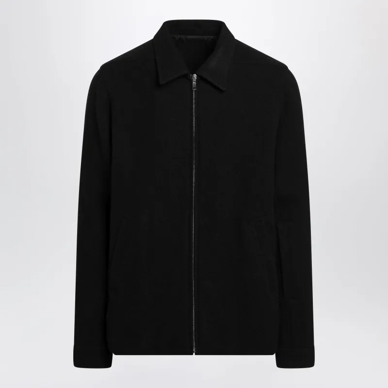 Black Wool Zip-Up Jacket made by Rick Owens