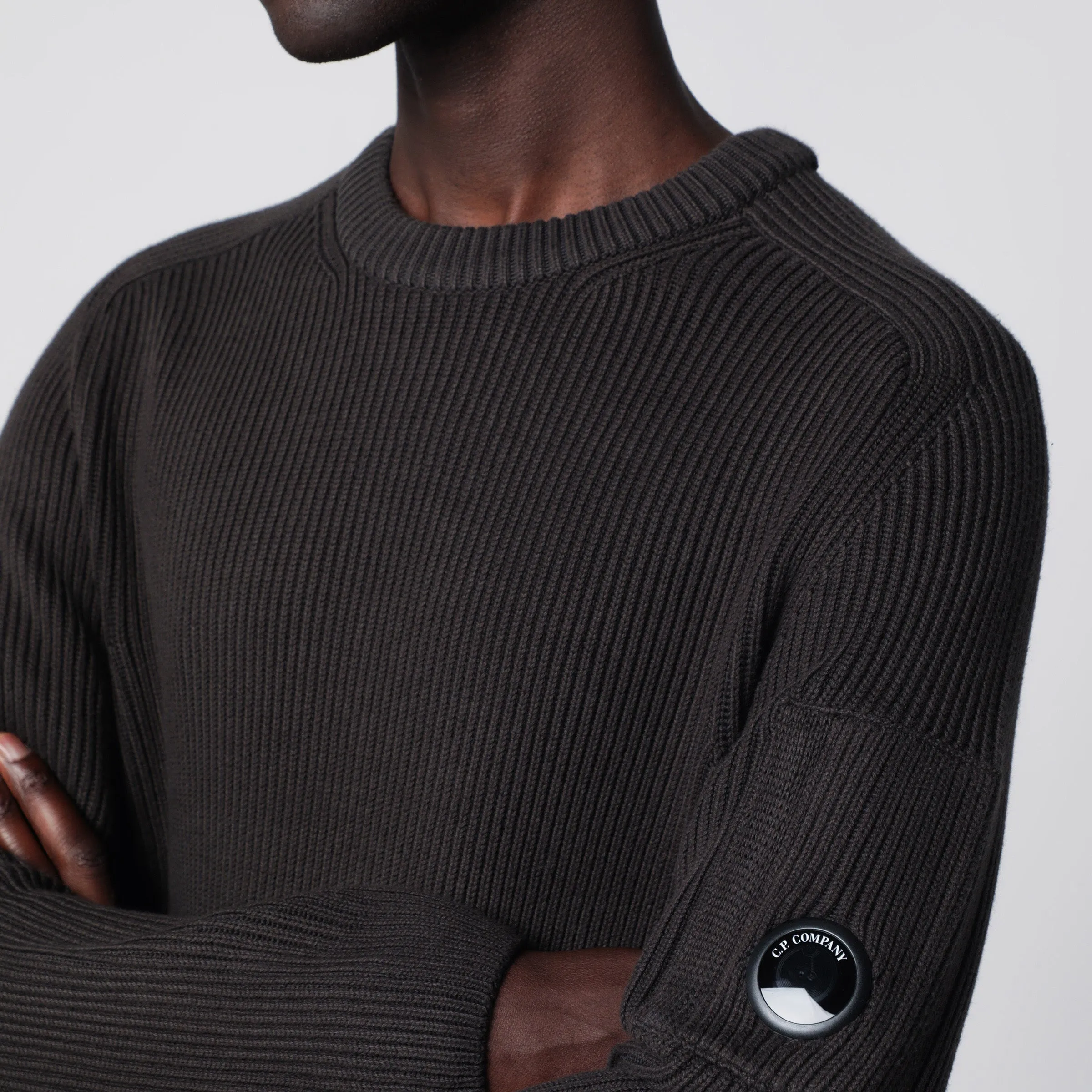 Dark Grey Cotton-Blend Ribbed Sweater sold by Wanan Luxury product image thumbnail 2