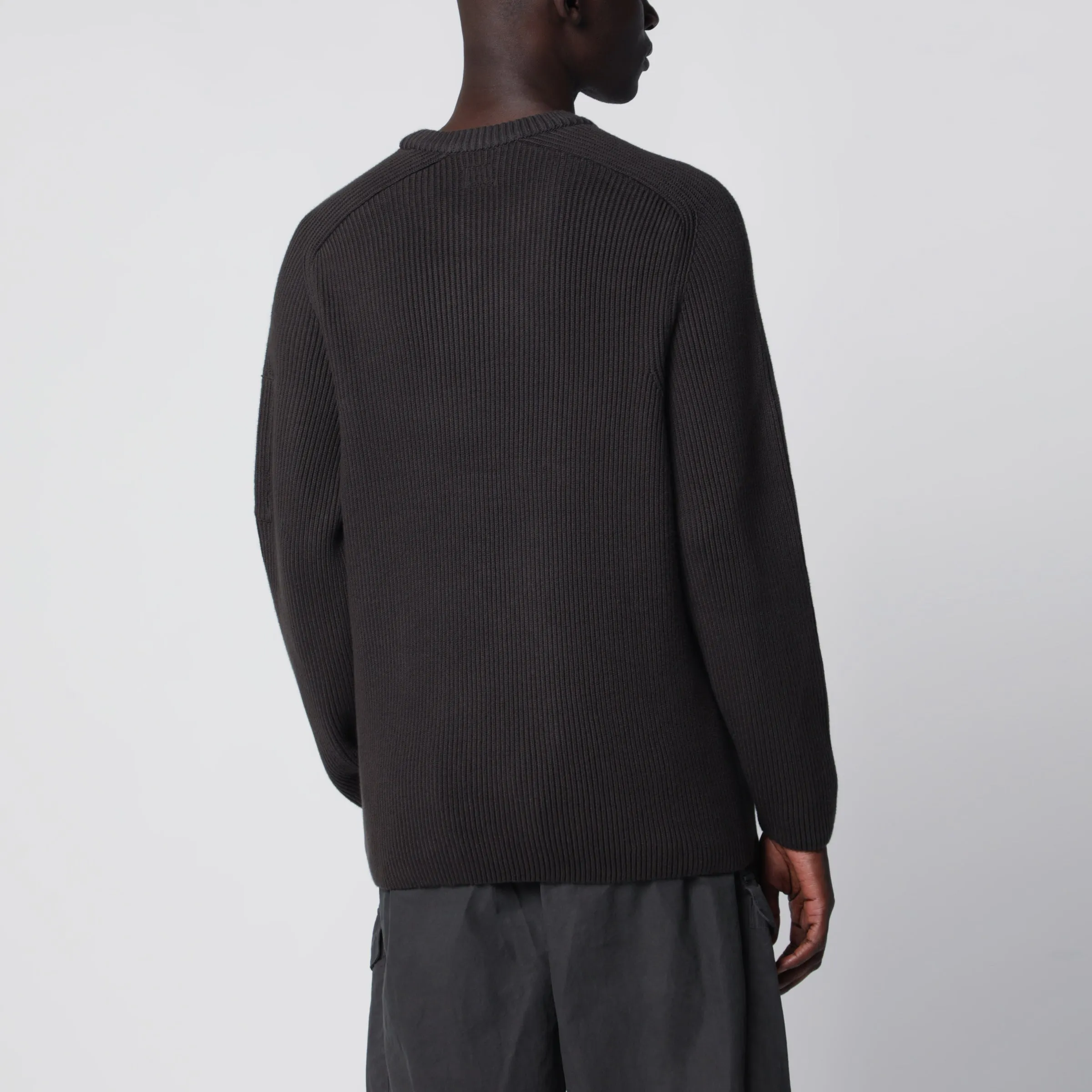 Dark Grey Cotton-Blend Ribbed Sweater sold by Wanan Luxury product image thumbnail 3