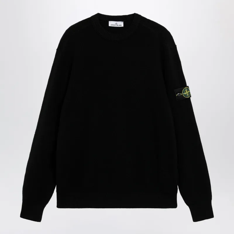 Black Wool Crewneck Sweater made by Stone Island