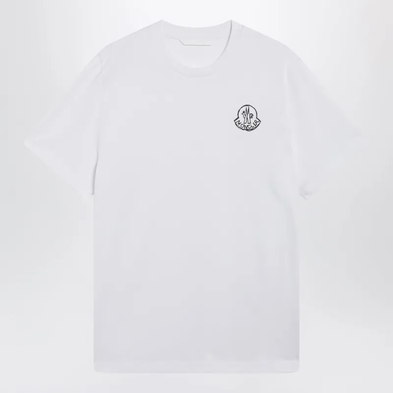 White Cotton Jersey T-Shirt With Logo Patch made by Moncler