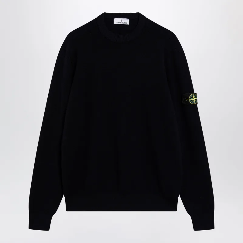 Navy Blue Wool Crewneck Sweater made by Stone Island