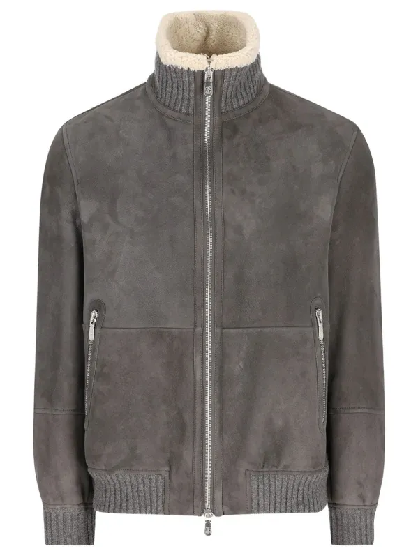 Leather Bomber Jacket With Sheep Lining made by Brunello Cucinelli