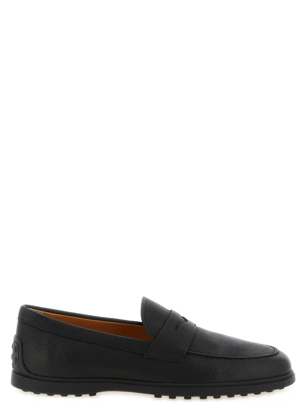 Hammered Leather Loafers Black made by Tod's