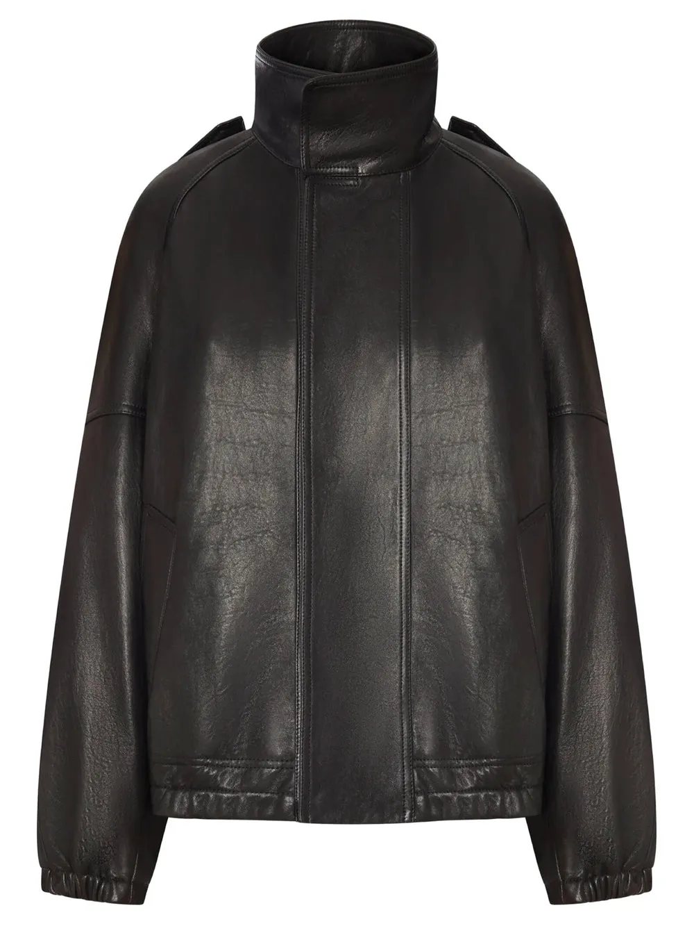 High-Neck Oversized Leather Jacket sold by Wanan Luxury