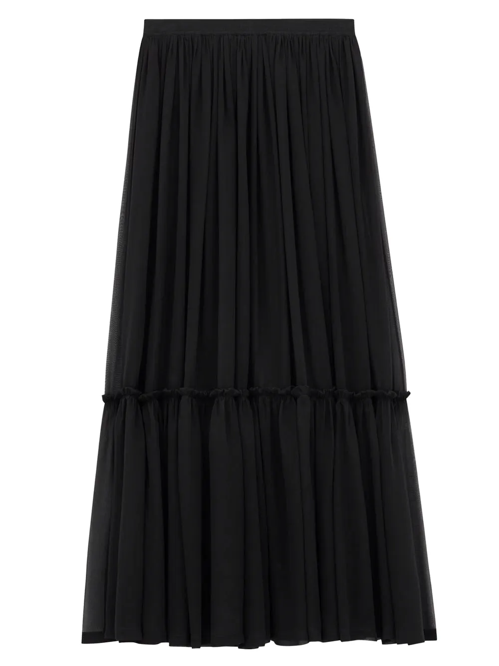 Ruffled Skirt In Silk Crepe Muslin sold by Wanan Luxury