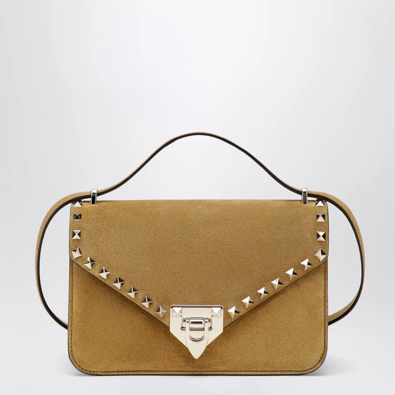 Rockstud Havana Small Crossbody Bag In Beige Suede made by Valentino Garavani