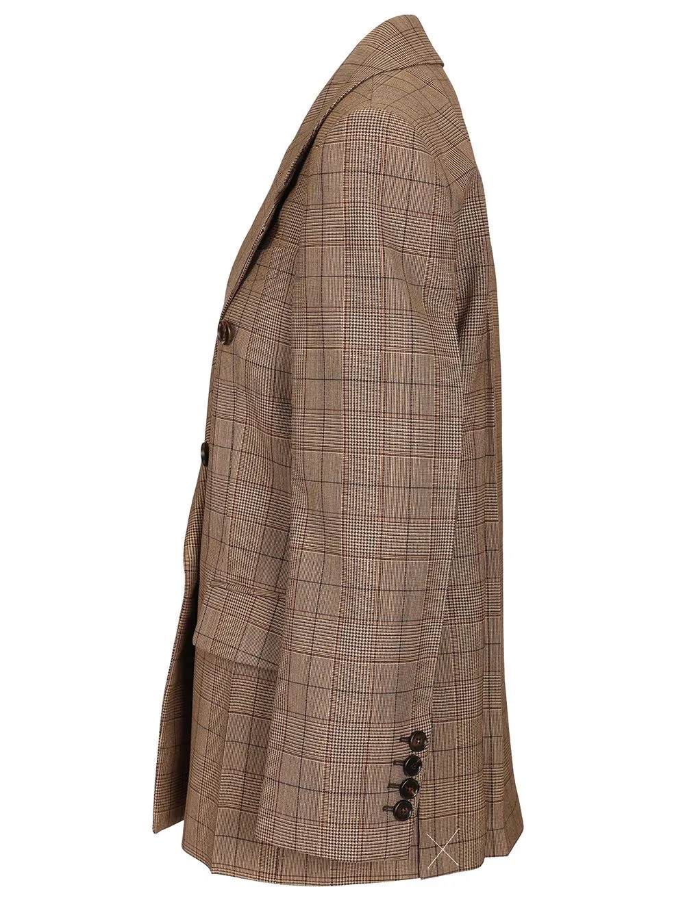 Tailored Double-Breasted Checked Wool Jacket Brown sold by Wanan Luxury product image thumbnail 3