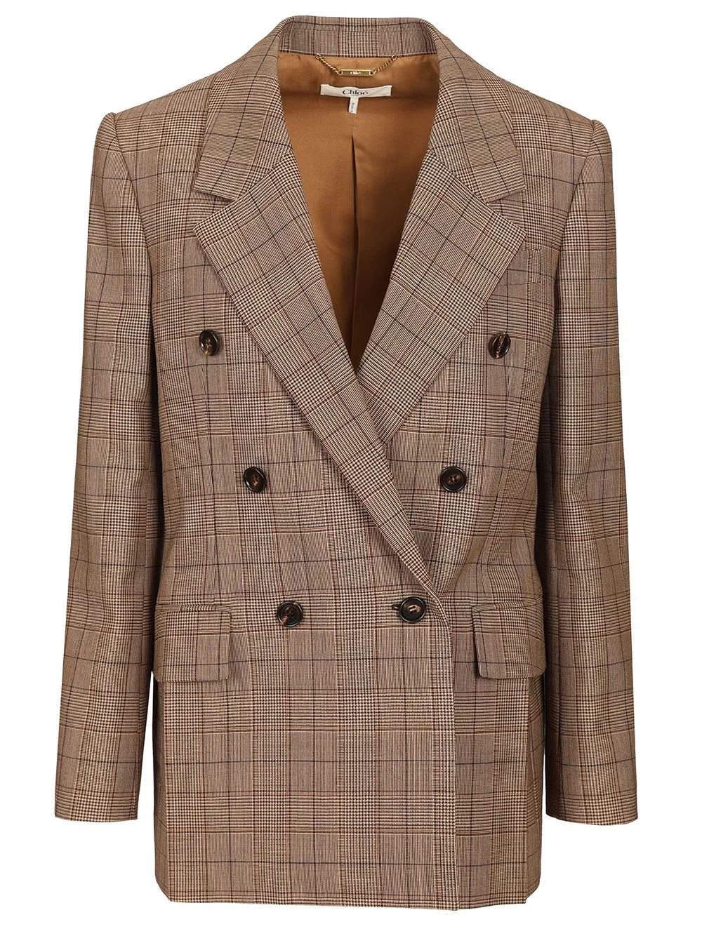 Tailored Double-Breasted Checked Wool Jacket Brown sold by Wanan Luxury