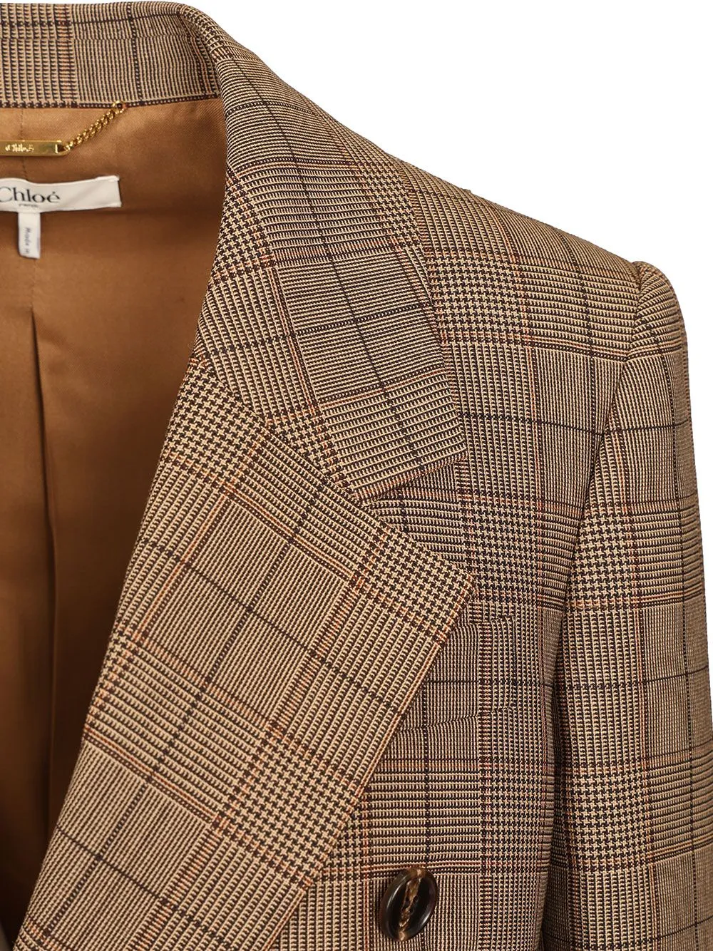 Tailored Double-Breasted Checked Wool Jacket Brown sold by Wanan Luxury product image thumbnail 5