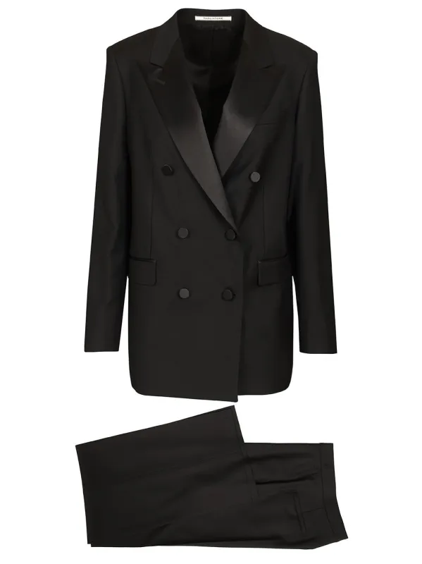 Double-Breasted Wool Tuxedo Dresses Black made by Tagliatore