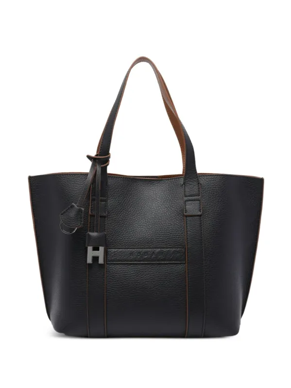 Script Small Leather Tote Bag made by Hogan