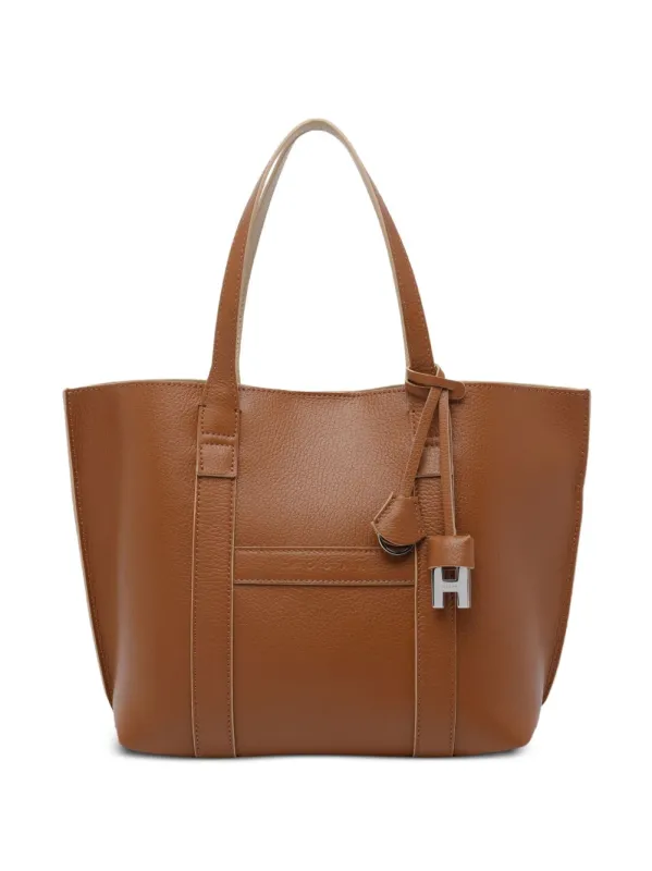 Script Small Leather Tote Bag made by Hogan