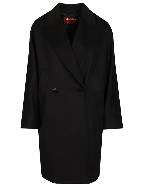 Double-Breasted Wool Drap Coat Coats Black made by MaxMara