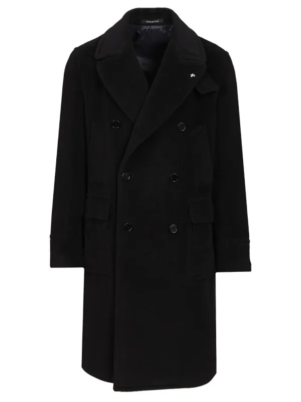 Double-Breasted Wool Coat Blue made by Tagliatore