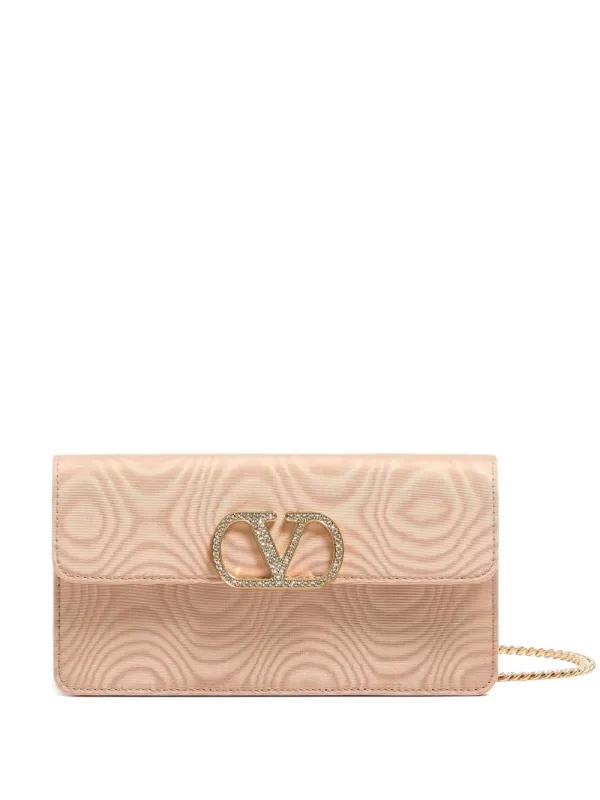 Vlogo Signature Chain Wallet In MoirÉ Fabric With Jewel Logo made by Valentino Garavani