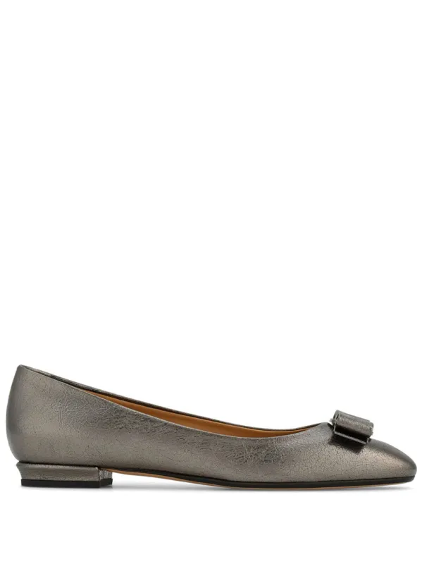 Varina Crackled Laminated Metallic Leather Ballet Flat made by Salvatore Ferragamo