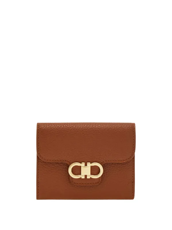Gancini Hammered Leather Compact Wallet made by Salvatore Ferragamo