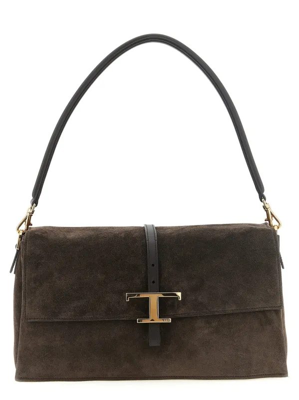 Flap T Timeless Shoulder Bags Brown made by Tod's